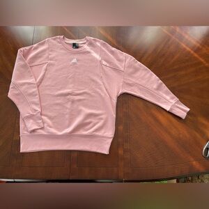Adidas Sweatshirt Womens sz L  Logo Crew Pullover Sporty Soft Dusk Pink
